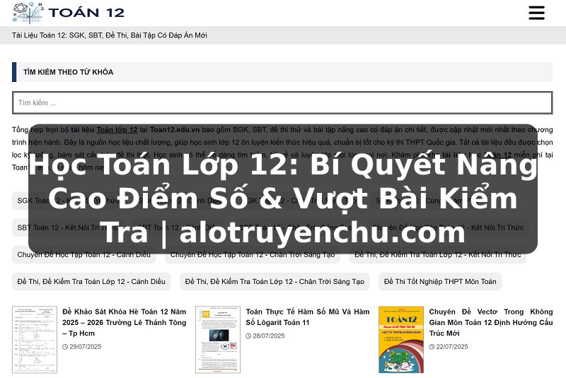 Truyện Tranh Học Toán Lớp 12: Bí Quyết Nâng Cao Điểm Số & Vượt Bài Kiểm Tra | alotruyenchu.com