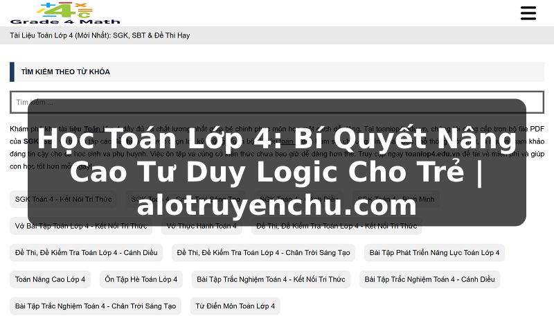 Truyện Tranh Học Toán Lớp 4: Bí Quyết Nâng Cao Tư Duy Logic Cho Trẻ | alotruyenchu.com