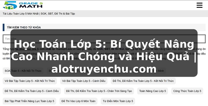 Truyện Tranh Học Toán Lớp 5: Bí Quyết Nâng Cao Nhanh Chóng và Hiệu Quả | alotruyenchu.com