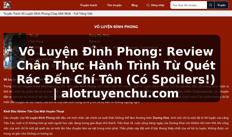 Truyện Tranh Võ Luyện Đỉnh Phong: Review Chân Thực Hành Trình Từ Quét Rác Đến Chí Tôn (Có Spoilers!) | alotruyenchu.com
