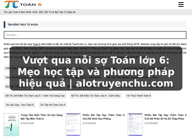 Truyện Tranh Vượt qua nỗi sợ Toán lớp 6: Mẹo học tập và phương pháp hiệu quả | alotruyenchu.com